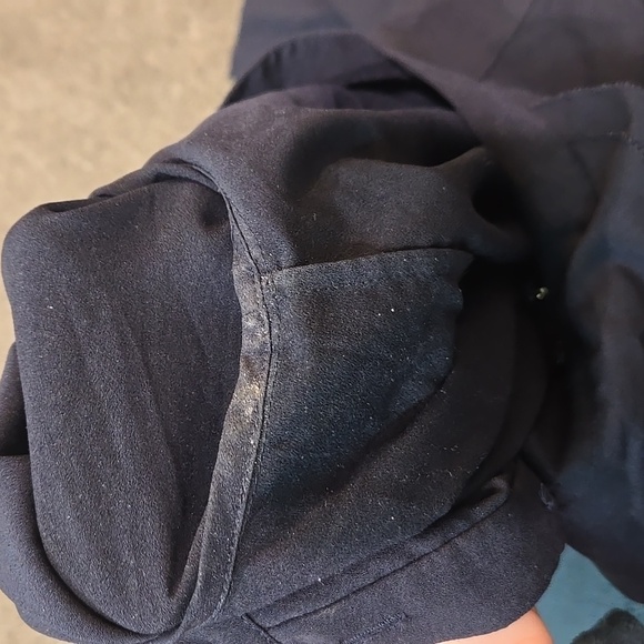 Tory Burch Women Navy Jane Long Sleeve Ruffle CrepeButton Down Dress Sz 10 - Picture 12 of 14